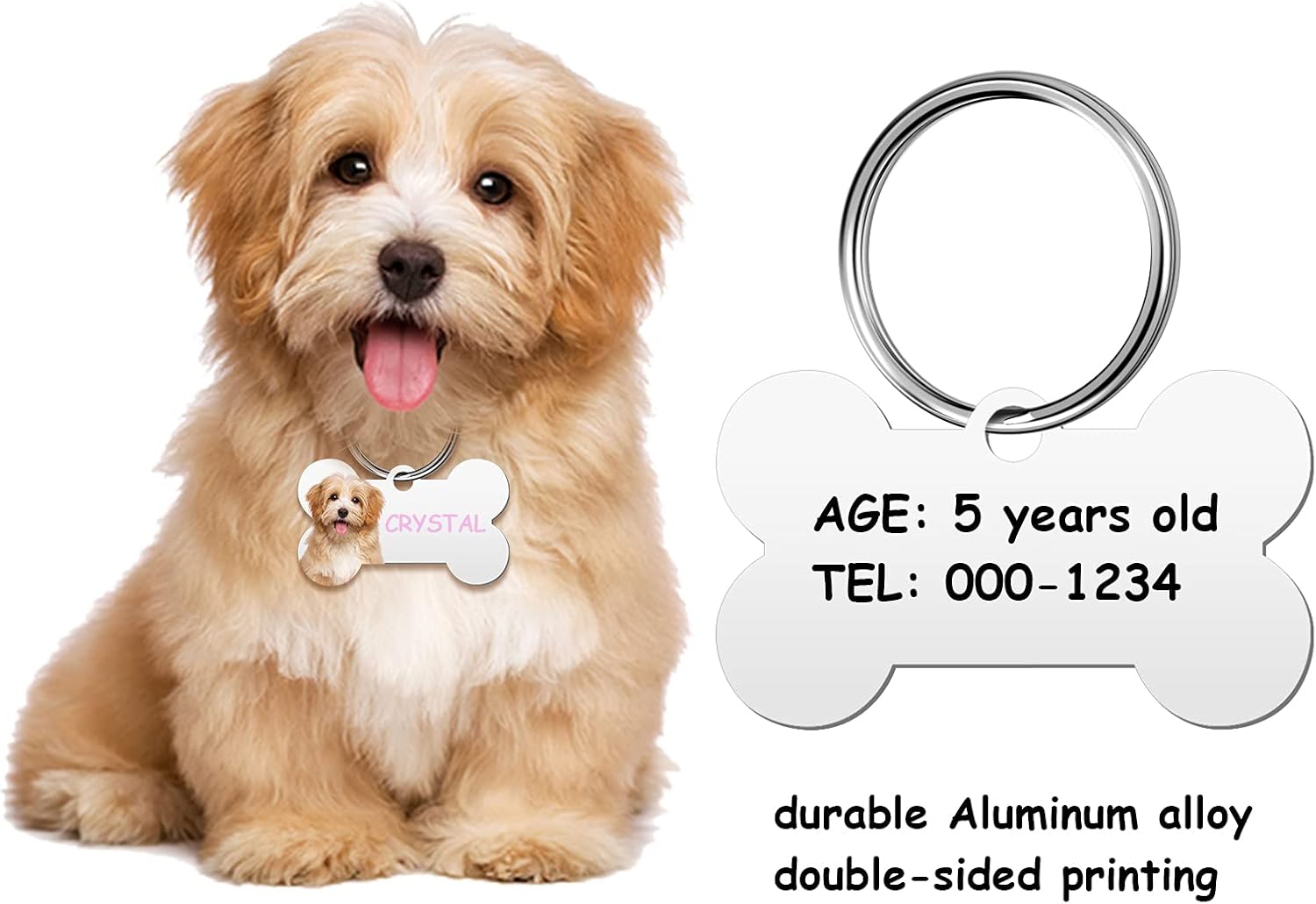 16 Pieces Sublimation Blank Dog Tag Aluminum Dog Tag Bone-Shaped Sublimation Blank Dog Tag Double Sided Dog Tag with Key Ring for Dogs and Cats Pet ID Tag: Office Products