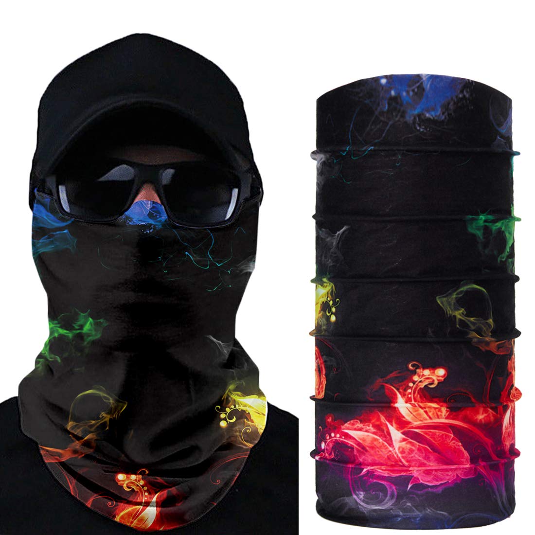 TUONROAD 3D Printed Blue Leaves Magic Headband Sweatband Custom SPF Scarf Tube Bandana Multifunctional Headwear for Snowboarding Skiing Riding