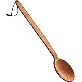 ECOSALL Heavy Duty Large Wooden Spoon 18-inch, Long Handle Cooking Tool With a Scoop. Nonstick Big Spoon for Stirring Mixing Cajun Crawfish Boil Wall Décor. Super Strong Sturdy Giant Hardwood Untesil