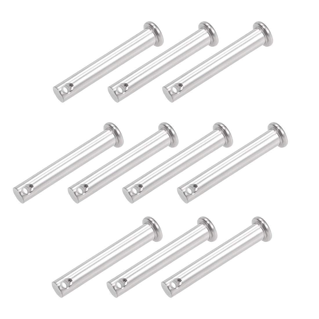 sourcing map Single Hole Clevis Pins - 8mm X 50mm Flat Head 304 Stainless Steel Link Hinge Pin 10Pcs