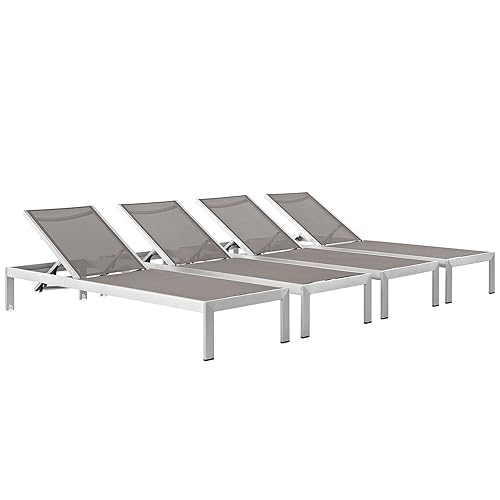 Modway Shore Aluminum Textilene® Mesh Outdoor Patio Four Poolside