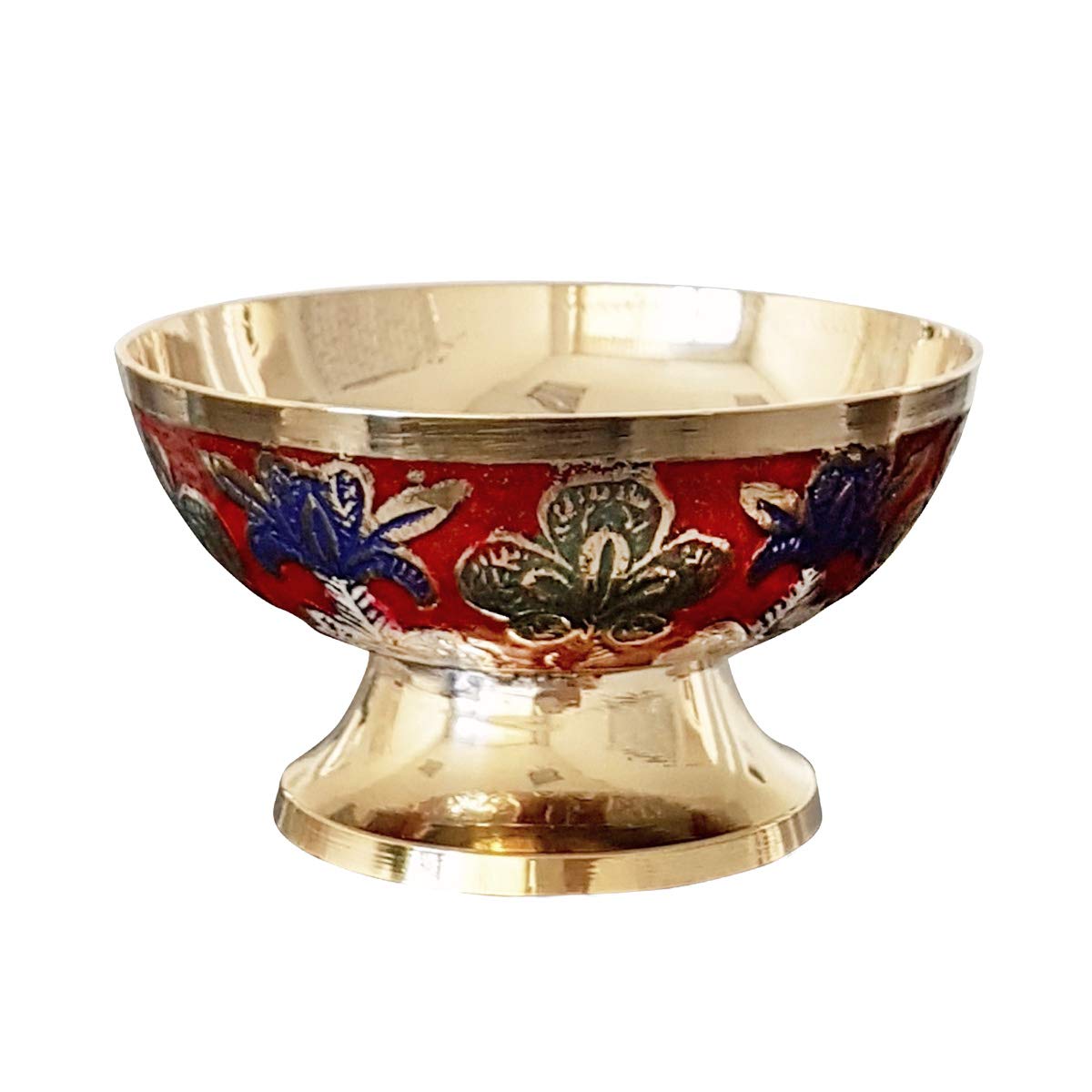 NKlaus Incense Bowl solid brass painted Ø 10cm with pattern handmade decoration incense handmade vase multicoloured for incense blend incense 2178