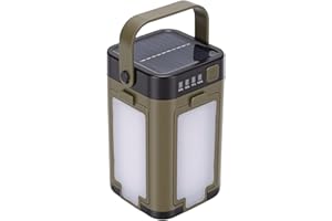 MOTOULAX Solar Camping Lantern, Rechargeable LED Camping Tent Light with 2000mAh Battery and Waterproof Design, for Hiking Ou