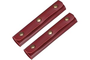 TIXIPEM Leather Handle Wrap [2PCS] - Handbag Handle Wrap Cover with 3 Metal Clasps Use for Suitcases & Bags & Shopping Totes & Wallets - [Wine Red-5IN/13CM] Soft Purse Strap Pad