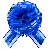 speoit 6 PCS 6 Inch Organza Blue Pull Bows - Perfect for Gift Wrapping, Wedding Decor, Car Bows, Birthday Parties, Christmas, and Valentine's Day