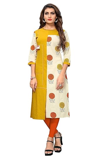 Navabi Export Womens Cotton Printed Multicolor Kurtis (VF-KU-182)