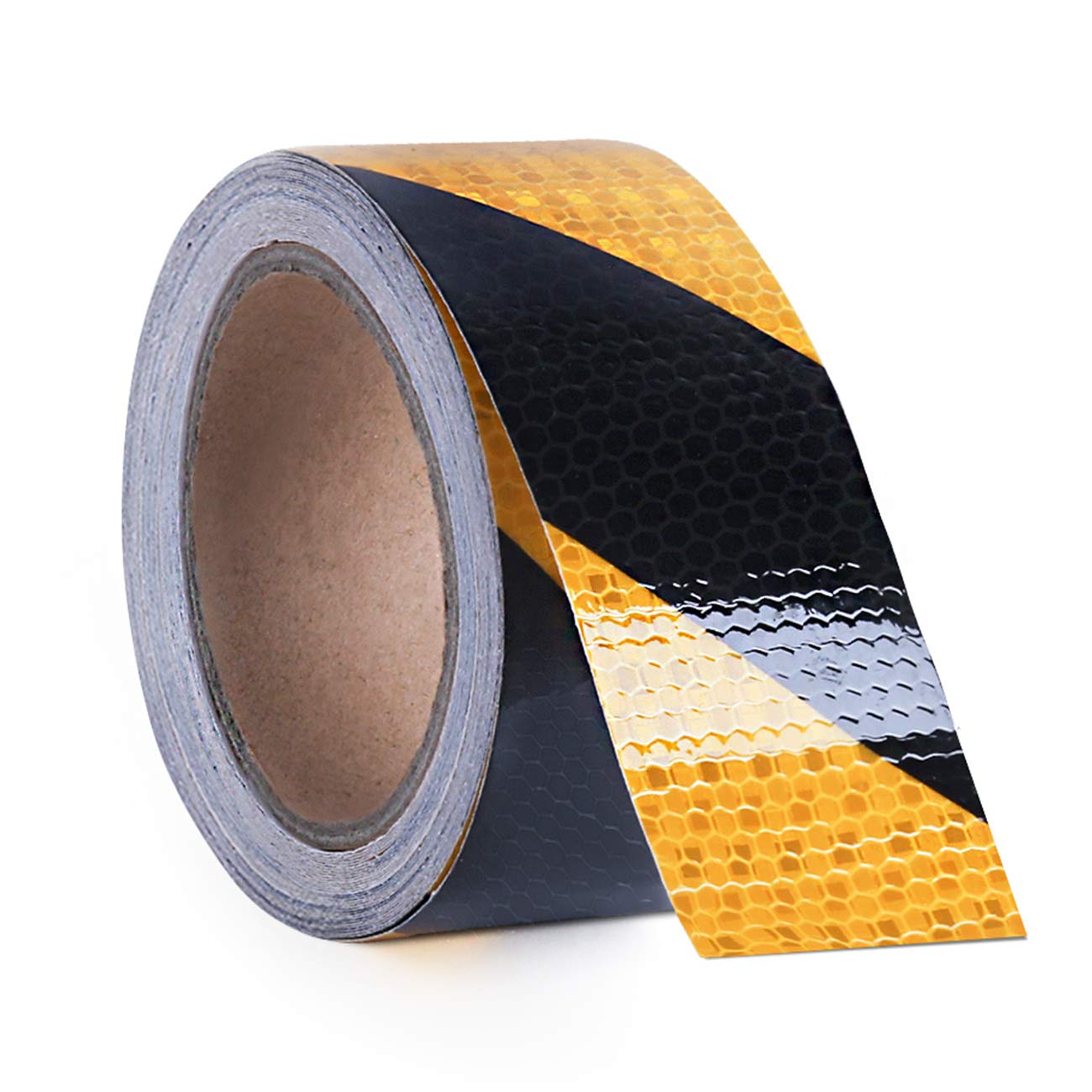 2" X 33ft Reflective Tape Safety, ONTWIE Reflective Warning Sticker Hazard Caution Tape Strong Reflectivity High-adhesive Bright Safety Reminder Tool - Yellow/Black