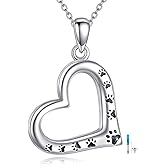 ONEFINITY Pet Urn Necklace for Ashes S925 Sterling Silver Heart Dog Cat Paw Memorial Locket Urn Necklace Keepsake Cremation Jewelry Women Men