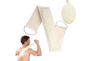 2Pack Natural Loofah Sponge Back Exfoliating Scrubber Combo Set,Sponge Body Scrubber,Natural Loofah Sponges Back Scrubber for