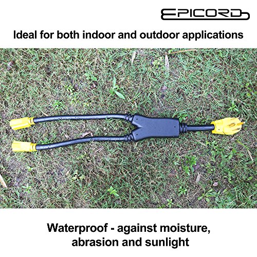 EPICORD Dryer Cord Plug 4 Prong L14-30P Generator 30Amp Male to 2 Of 5-15R 15Amp Female, 125/250-volt, 2.5FT - Thumbnail 3