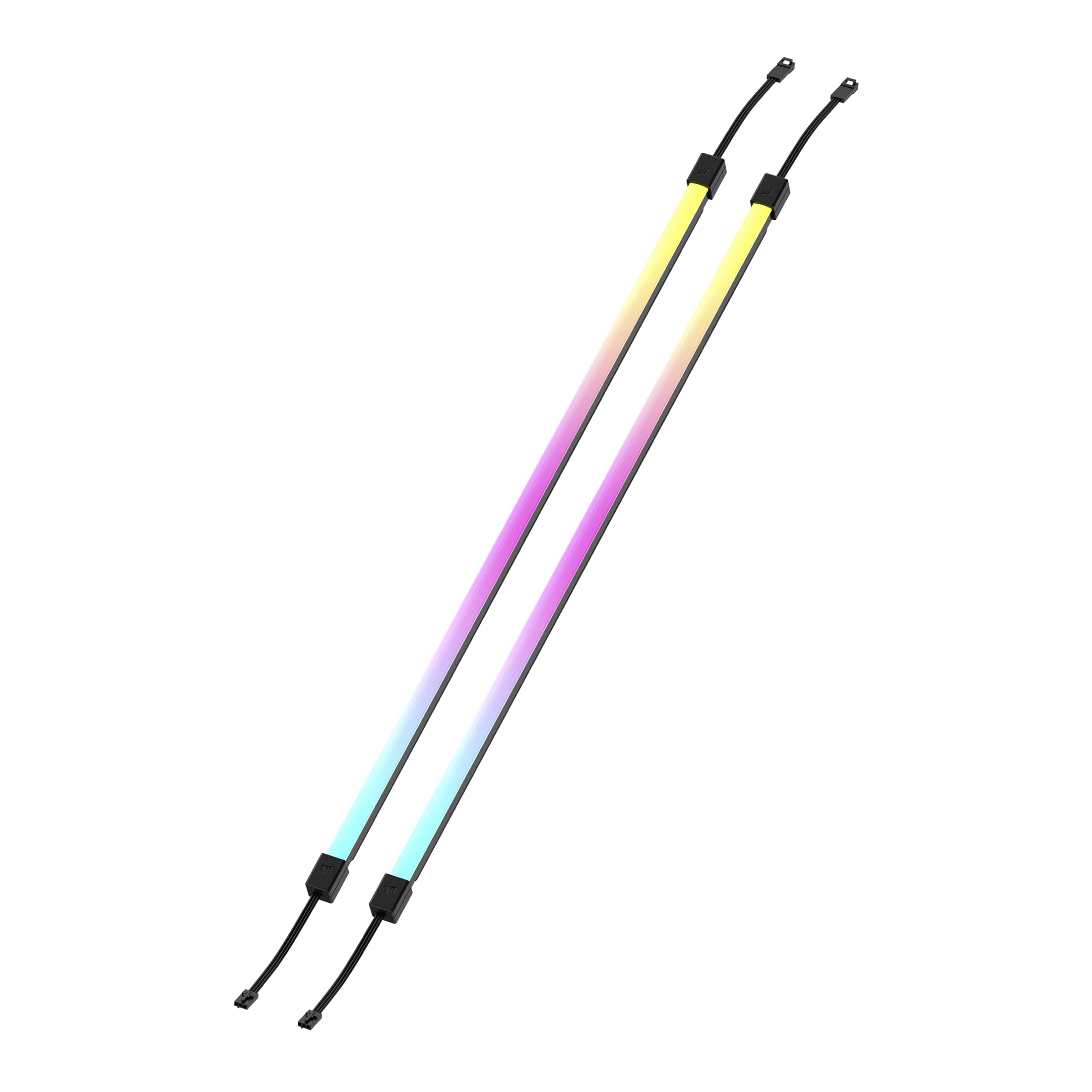 Corsair LS430 Aurora Light RGB Strips 430mm – 2x Magnetic Diffused Individually Addressable RGB LED Strips – +5V ARGB Header iCUE Controller – ARGB to iCUE 3-Pin Adapter Cable Included