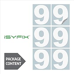 iSYFIX White Vinyl Number 9 (Nine) Stickers - 6