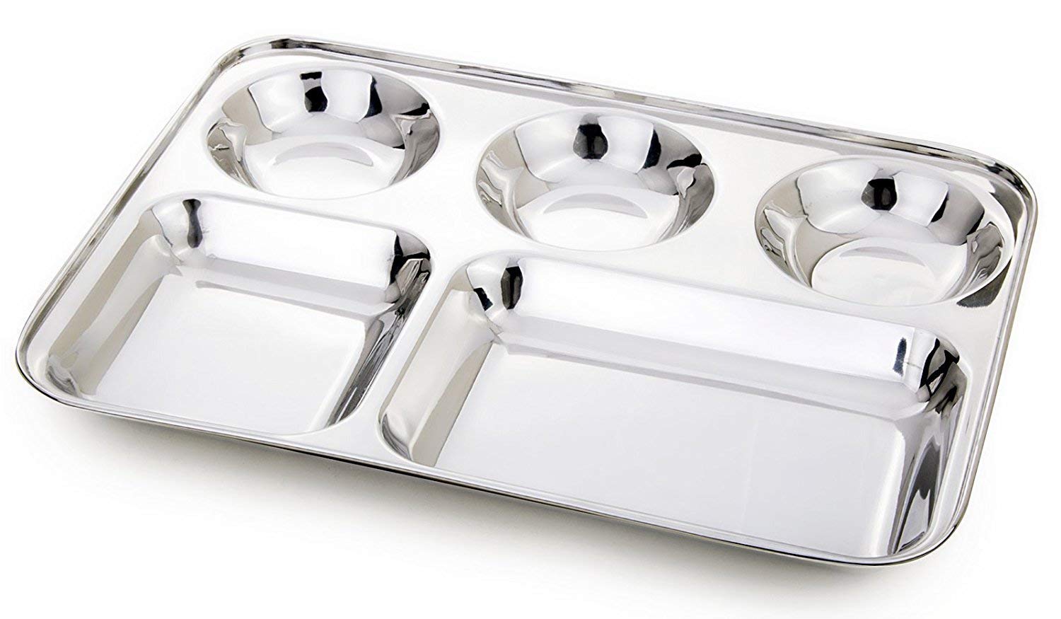 Buy LUXURIA 5 in 1 Small Round Extra Deep Compartment Divided Stainless Steel Plate/Thali Set
