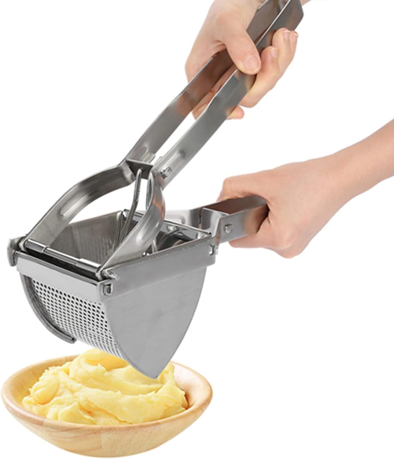 Potato Ricer, Stainless Steel Potatoes Puree Masher Multifunctional Fruit Vegetable Masher Professional Potato Press Utensil, for Smooth Fluffy Mashed Potatoes