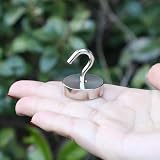 Neosmuk 60lb Extra Strong Magnets with Hook Pack of 6 Silver view 2