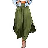 DOUBLJU Casual High Waisted Maxi Skirts Elastic Waist Band Ankle Length Trendy Summer Long Skirt for Womens with Plus Size