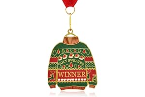 DONRIME 3 Pieces Ugly Christmas Sweater Medals with Neck Ribbon Award for Ugly Sweater Contest Party Supplies Holidays Christmas Tree Ornament