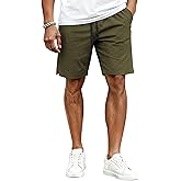 COOFANDY Mens Casual Shorts Cotton Drawstring Elastic Waist Lightweight 9" Chino Golf Shorts Summer Beach Shorts