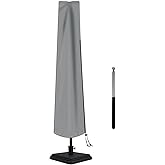 Patio Umbrella Cover Waterproof Outdoor Umbrellas Protective Garden Market Parasol Cover With Zipper and Rod (Gray, Fit 7-9ft)