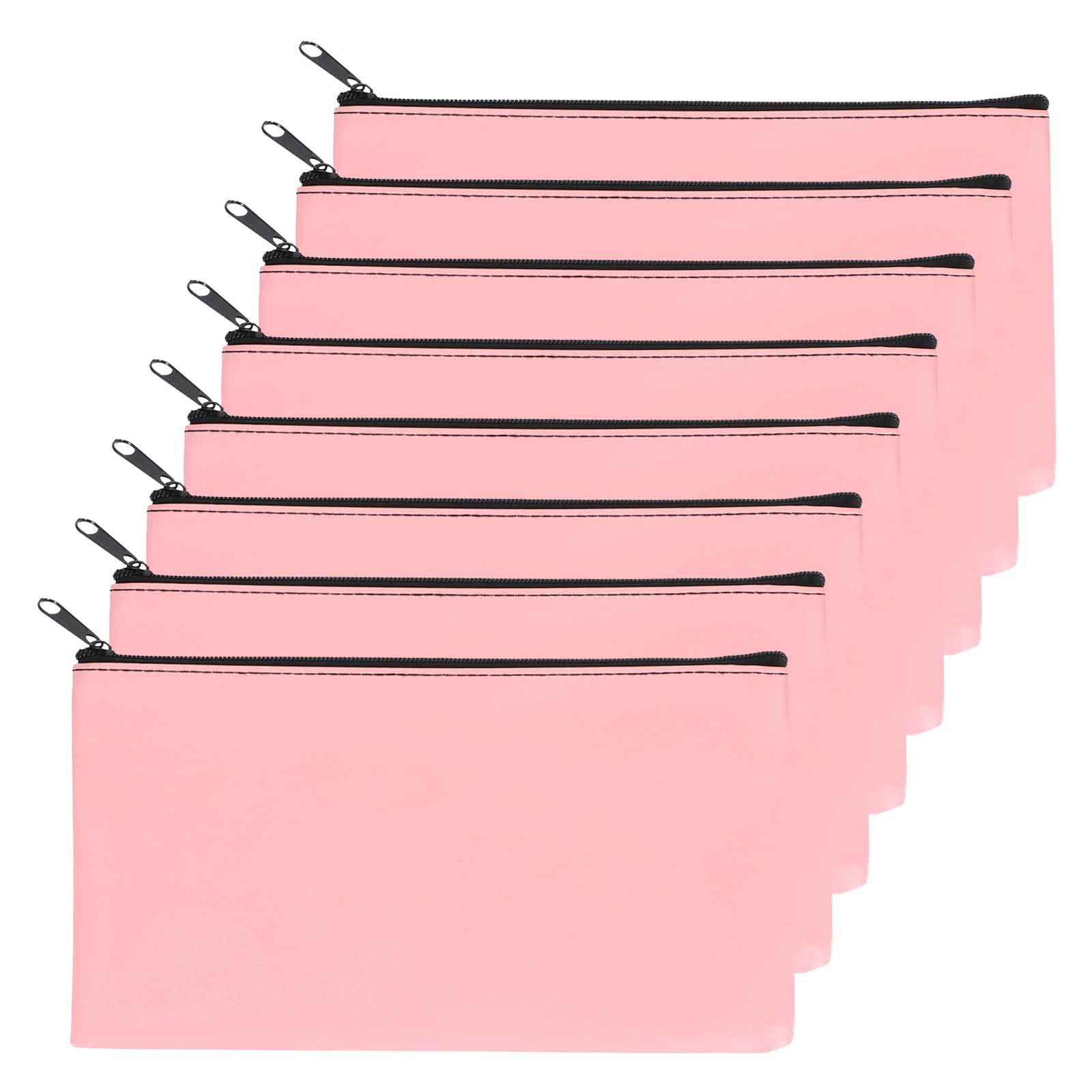 PATIKIL 11"x 6" Bank Deposit Bag, 8Pcs Money Bag Bank Bag Security Money Pouch Receipt Holder for Tickets Coin Makeup Cosmetics Bills, Pink