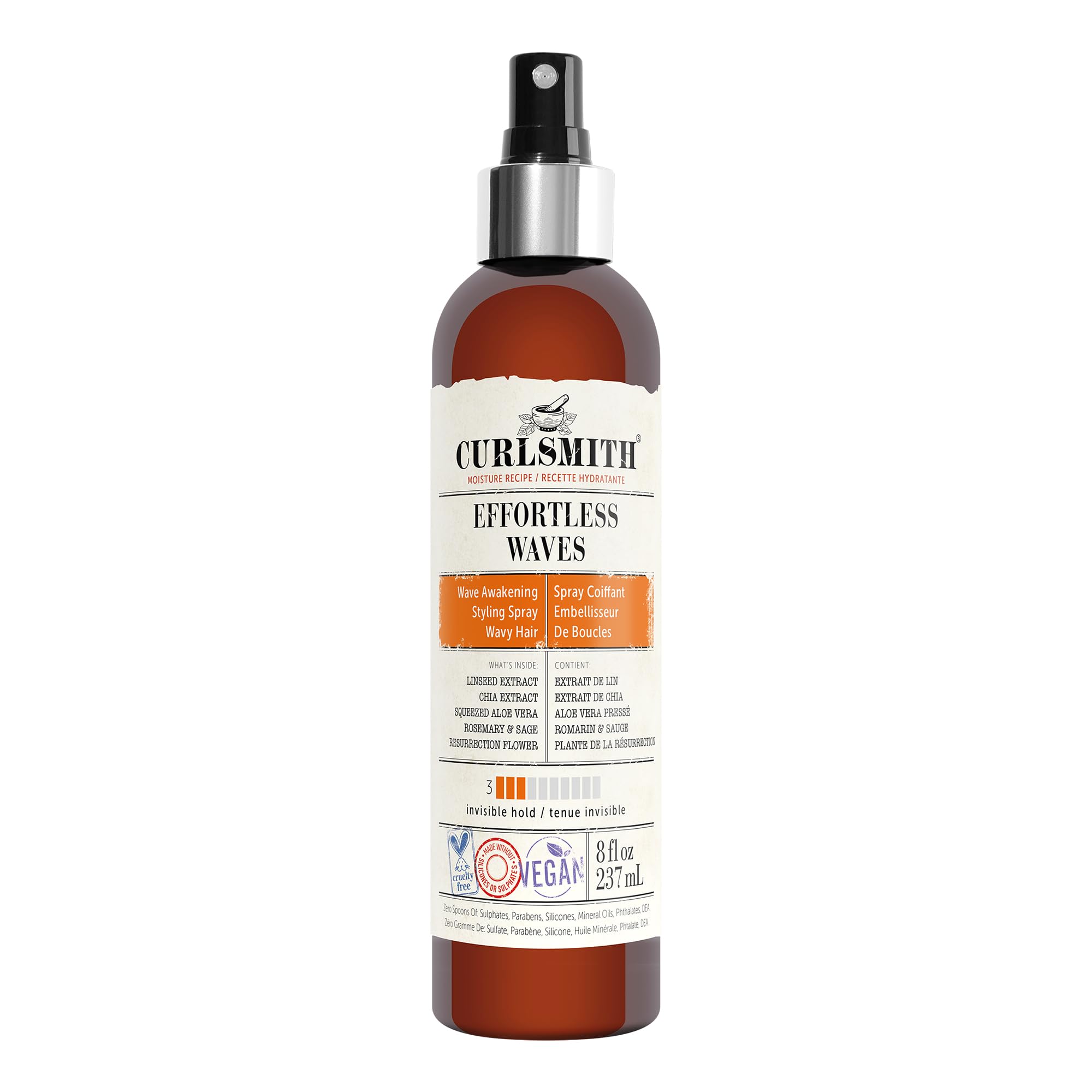Photo 1 of [HALF FULL] CURLSMITH - Effortless Waves Styling Spray, Lightweight and Moisturising, Reduce Frizz, Natural Look, For Wavy and Curly Hair, Vegan (8oz)