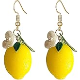3D Lemon Earrings for Women Charm Lemons Drop Dangle Earrings Cute Statement Fruit Earring Jewelry