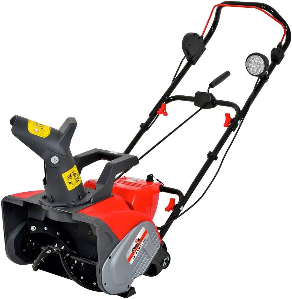 Grizzly Tools Akku Schneefräse Schneeschieber ASF 4046 L Lion Set mit LED Beleuchtung, 46 cm Arbeitsbreite, drehbare Auswurfsrinne - und Kappe, inkl. Akku und Ladegerät 40 V Akkusystem