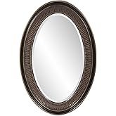 Howard Elliott Ethan Bronze Oval Decorative Wall Hanging Mirror, Vintage Oval Mirror for Wall Decor Resin Frame Vanity Mirror