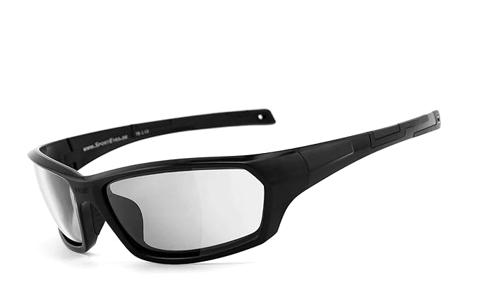 HSE SportEyes Sportbrille Fahrradbrille Schwarz Selbsttönend UV400 Schutzfilter