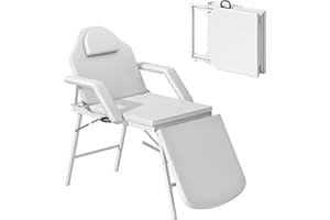 HOMCOM Portable Massage Table, 3 Section Adjustable Beauty Bed, Foldable Massage Bed with Face Hole, Recliner Chair with Remo