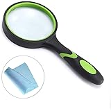 JANEMO 75mm 10X Magnifying Glass，Non-Scratch Quality Glass Lens Handheld Reading Magnifier，Use for Kids and Seniors