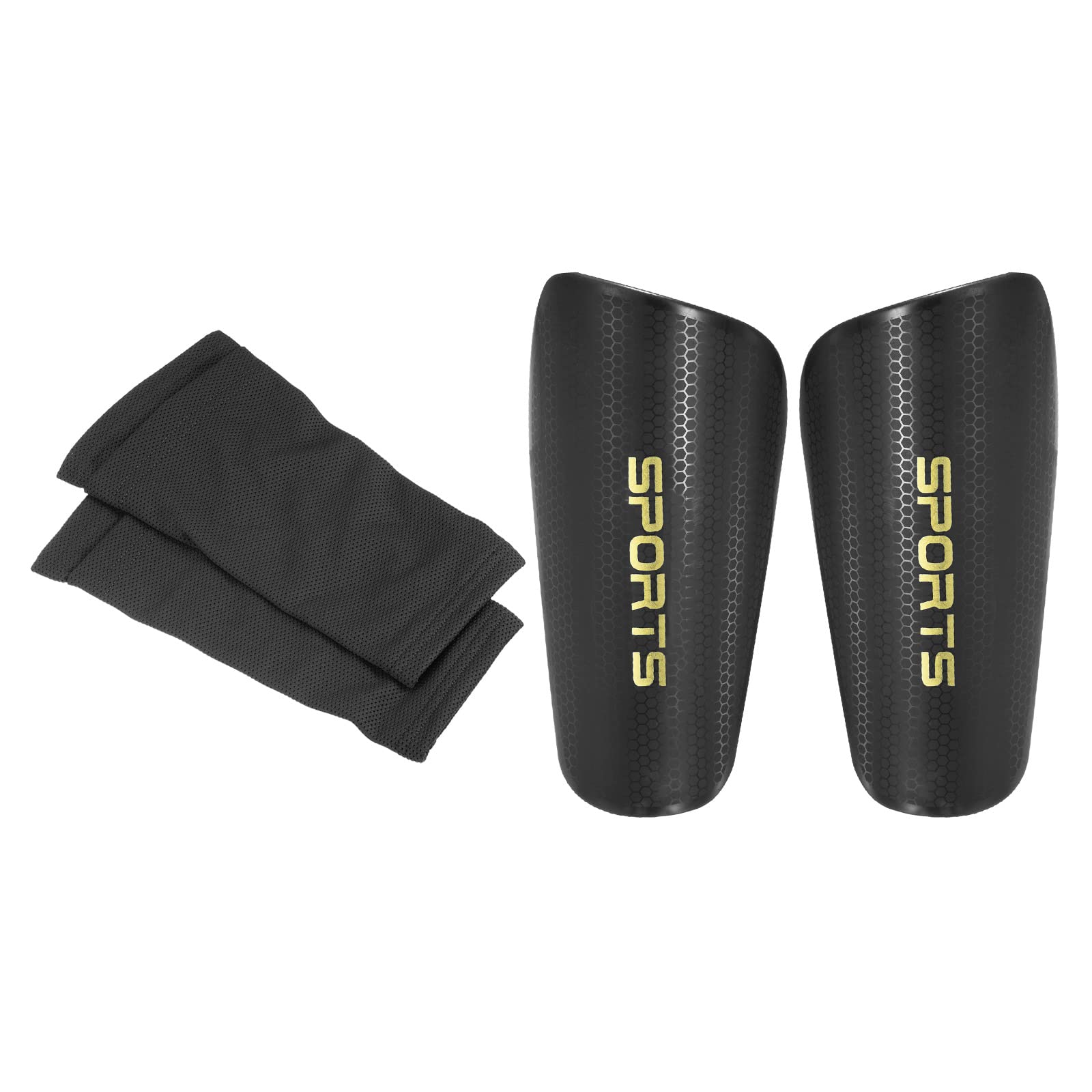 PATIKIL Soccer Shin Guards Sleeves with Pocket, EVA Calf Shin Pads Cushion Sports Protective Equipment, Black l