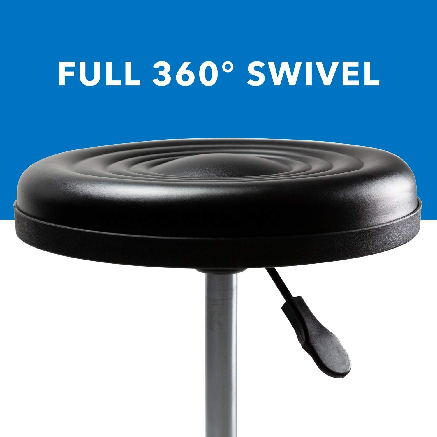 MOUNT-IT! Adjustable Stool with Wheels [Leather Round Cushion] Backless Rolling Doctor Stools, Hydraulic Swivel Chair for Spa, Salon, Medical Office, Tattoo, Home, Car Shop, Massage (Black): Furniture & Decor