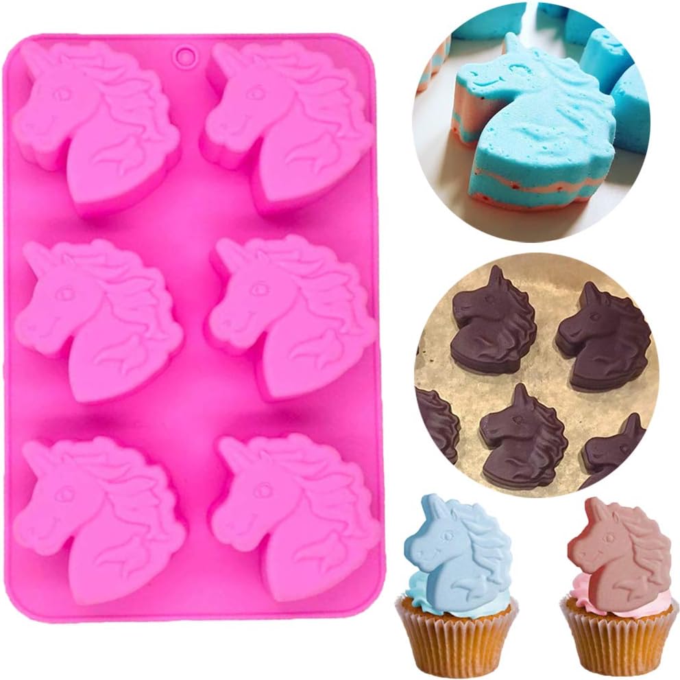 Palksky Unicorns Molds/Unicorn Chocolate Mold Soft Silicone 6 Holes for