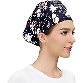 OLMAQO Adjustable Working Cap with Elastic Bouffant Hats with Print Christmas Halloween for Women Men, One Size