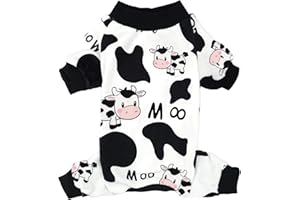 XPUDAC Dog Pajamas Soft Stretchy Cow Dog Clothes for Small Medium Dogs Pet Jumpsuit Cat Apparel-M