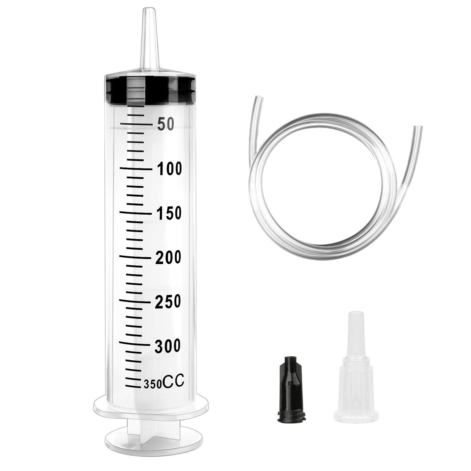 Reusable Plastic Syringe with Catheter - Large Capacity (350 ML) for Laboratory, Industry, Garden, Pet Feeding