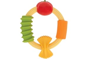 Nuby Pasta Ring Teether - 3+ Months - Soft, Silicone, Multi-Textured, Easy Grip Baby Teething Toy - Natural Teething Relief for Babies - Baby Stocking Stuffer