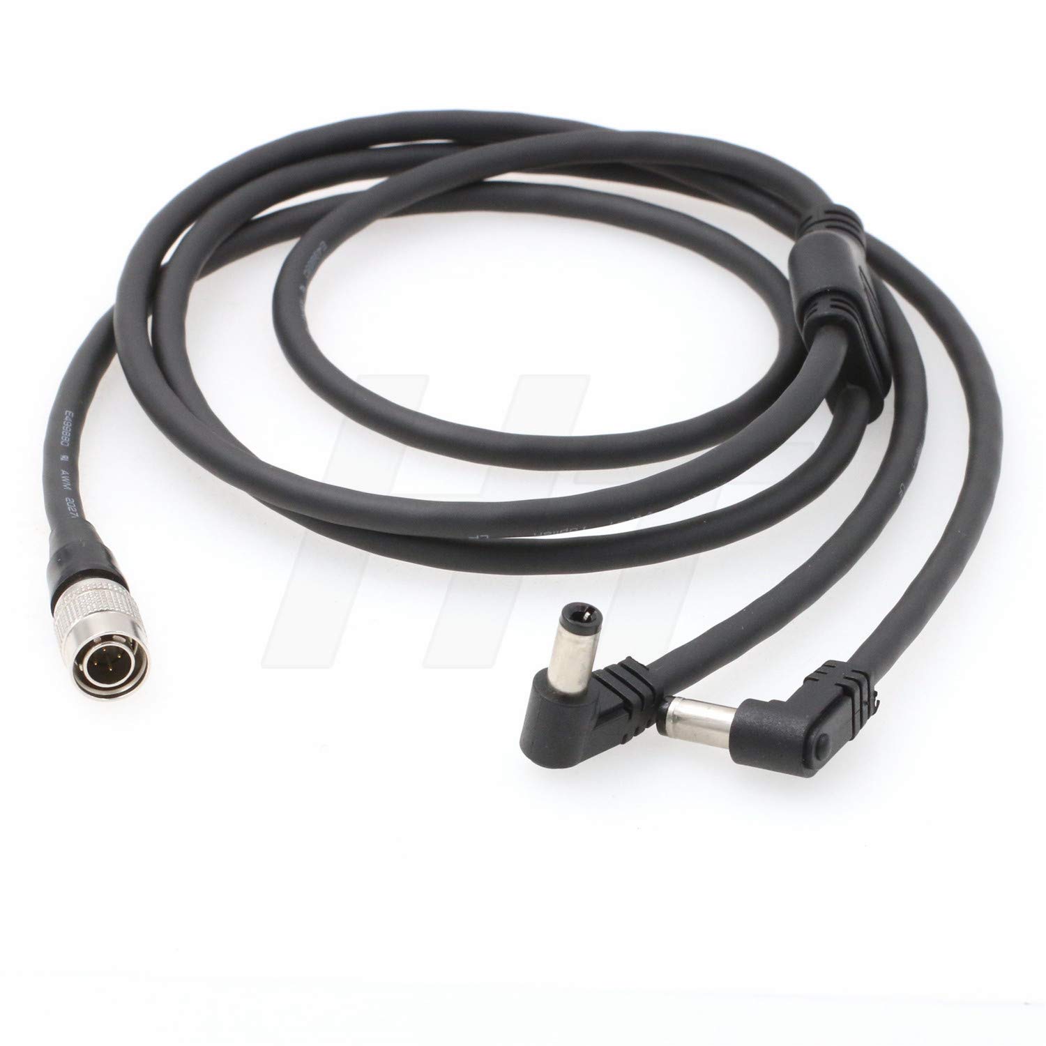Power Splitter Cable Hirose 4 Pin to 2x Right Angle DC Barrel 2.5mm for Camera Monitor Recorder Mixer Light
