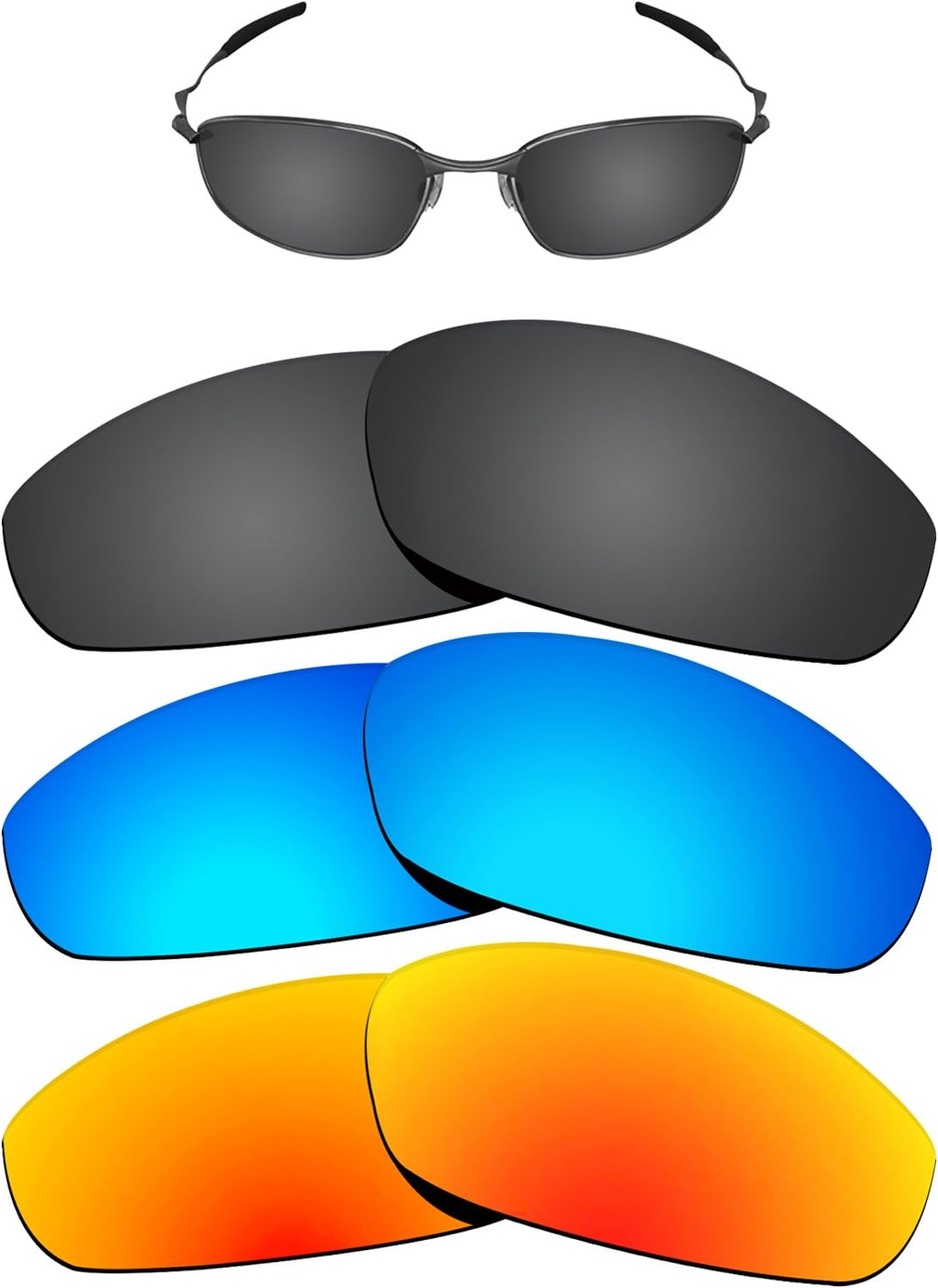 Kygear Replacement Lenses Different Colors for Oakley Whisker Sunglass Polarized Pack of 3