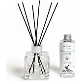 MAISON BERGER Reed Diffuser Bouquet, 100 ml, Fresh Linen | Clear Glass Bottle, 8 Reed Sticks, 100 ml Refill, Up to 6-Week Passive Diffusion, No Flame, Made in France