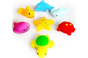 JIAHO 6 Pcs Ocean Sea Animals Mochi Squishy Toys, Kawaii Squishies Mini Squishy Toys for Kids Party Favors, Marine Life Fidget Toys Bulk for Kids Prizes, Goodie Bag Stuffers, Squeeze Toys