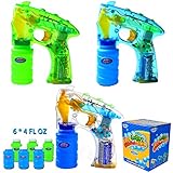 Joyin Toy Pact of 3 LED Light Up Bubble Guns with 6 of 4oz Bubbles Party Favors
