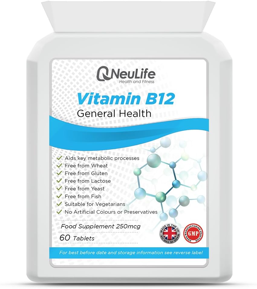 Vitamin B12 250mcg - 60 Tablets - by Neulife Health and Fitness