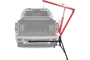 1000 LBS Hydraulic Pickup Truck Crane, Hitch Mounted Crane with 360° Swivel & 3 Adjustable Capacities (500-1000 LBS), Heavy D