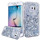 Urberry Galaxy S7 Edge Case, Silver S7 Edge Sparkling Cover, Flowing Liquid Floating Luxury Bling Glitter Sparkle Hard Case for Samsung Galaxy S7 Edge with a Free Screen Protector