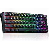 SOLAKAKA 60% Bluetooth Mechanical Gaming Keyboard, with RGB Rainbow Backlit, 61-Keys Hot Swappable USB Wired Rechargeable PC 