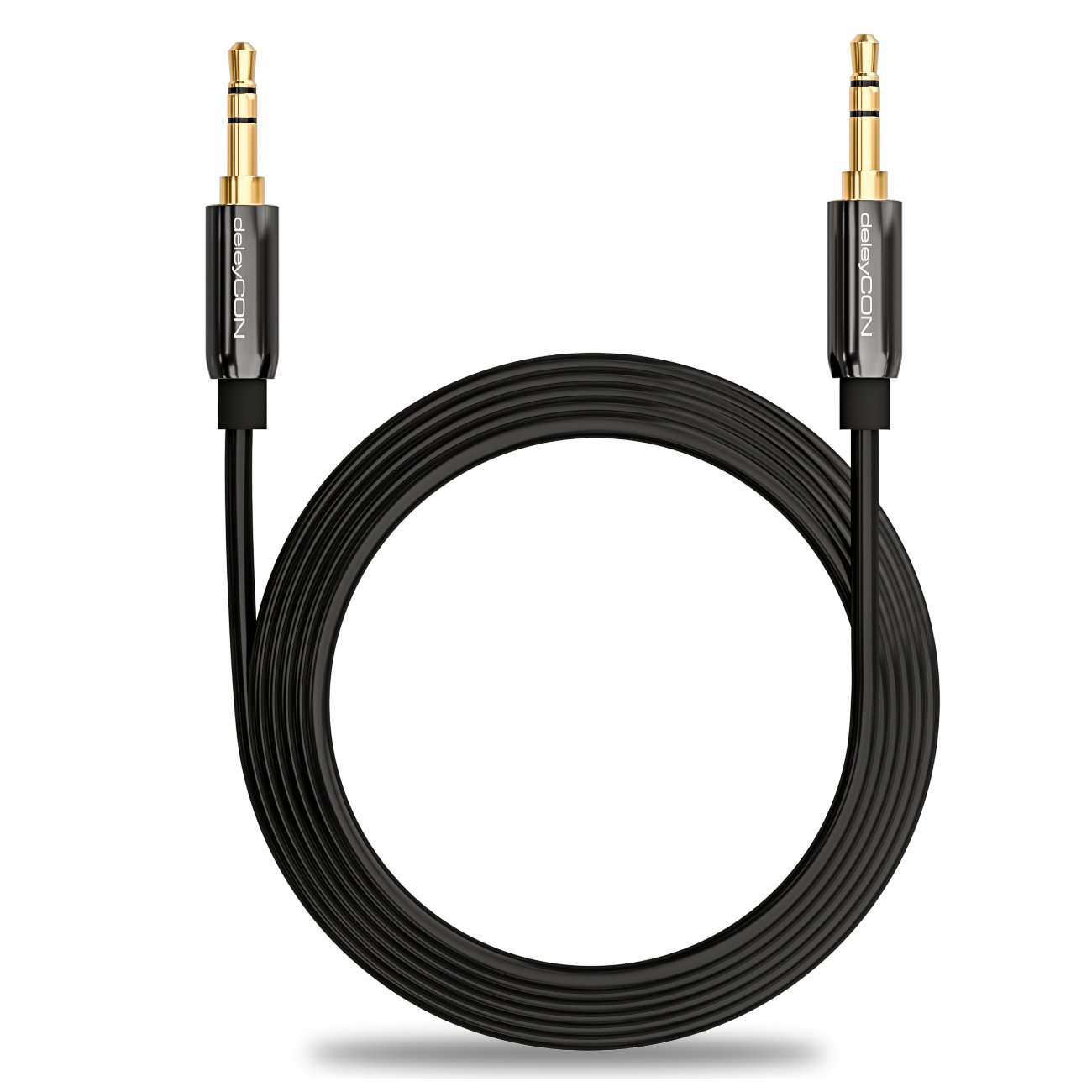 Negro deleyCON 10m Jack Cable 3.5mm Cable AUX Cable de audio estéreo