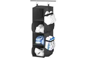 SLEEPING LAMB Short Hanging Shoe Organizer for Closet Storage with Mesh Side Pockets Holds 8 Pairs, Hanging Shoe Rack Hanger 
