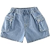 BIUXIAOBAI Girls' Casual Stretch High Waisted Denim Shorts with Pockets